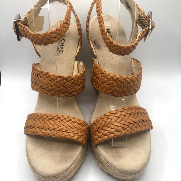 Michael Kors Tan‎ Braided Espadrille Wedge Heel Platform Sz 10 - Picture 2 of 9